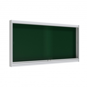 Info-Wandvitrine, 100 cm hoch, 195x12 cm (B/T), Rückwand: Emaille grün, Info-Wandvitrine, 100 cm hoch, 195x12 cm (B/T), Rückwand: Emaille grün,